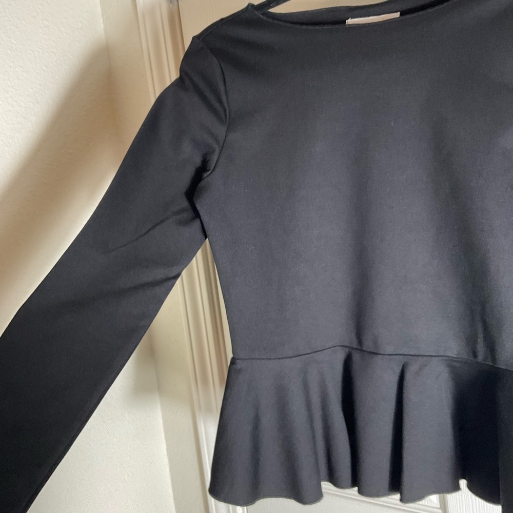 Jason Wu Black Long Sleeve Peplum Blouse Size small - Picture 7 of 8